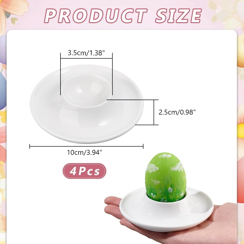 4 pc 4Pcs Boiled Egg Holder Ceramics Egg Tray Stackable Egg Coddler Cups for Serving Breakfast Brunch Table Decor 3.9inch in diameter