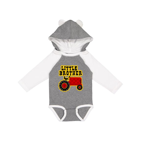 Inktastic Red Tractor Little Brother Boys Long Sleeve Baby Bodysuit