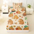 thumbnail image 3 of Erosebridal Kawaii Capybara Twin Sheet Sets 3pcs For Kids,Cartoon Flowers Animal Bedding For Boys Girls,Ultra Soft Home Decor, 3 of 5