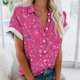 thumbnail image 4 of Mujeres Pantalones Cortos Casual Hawaii Impreso Manga Corta Blusa Superior, Regular Ajuste Sudadera de Verano Sexy, 4 of 5