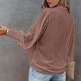 thumbnail image 2 of Blusa de color puro, blusa de negocios para mujer, blusa holgada con escote en V, blusa con cuello vuelto, artesanía excepcional, 2 of 5