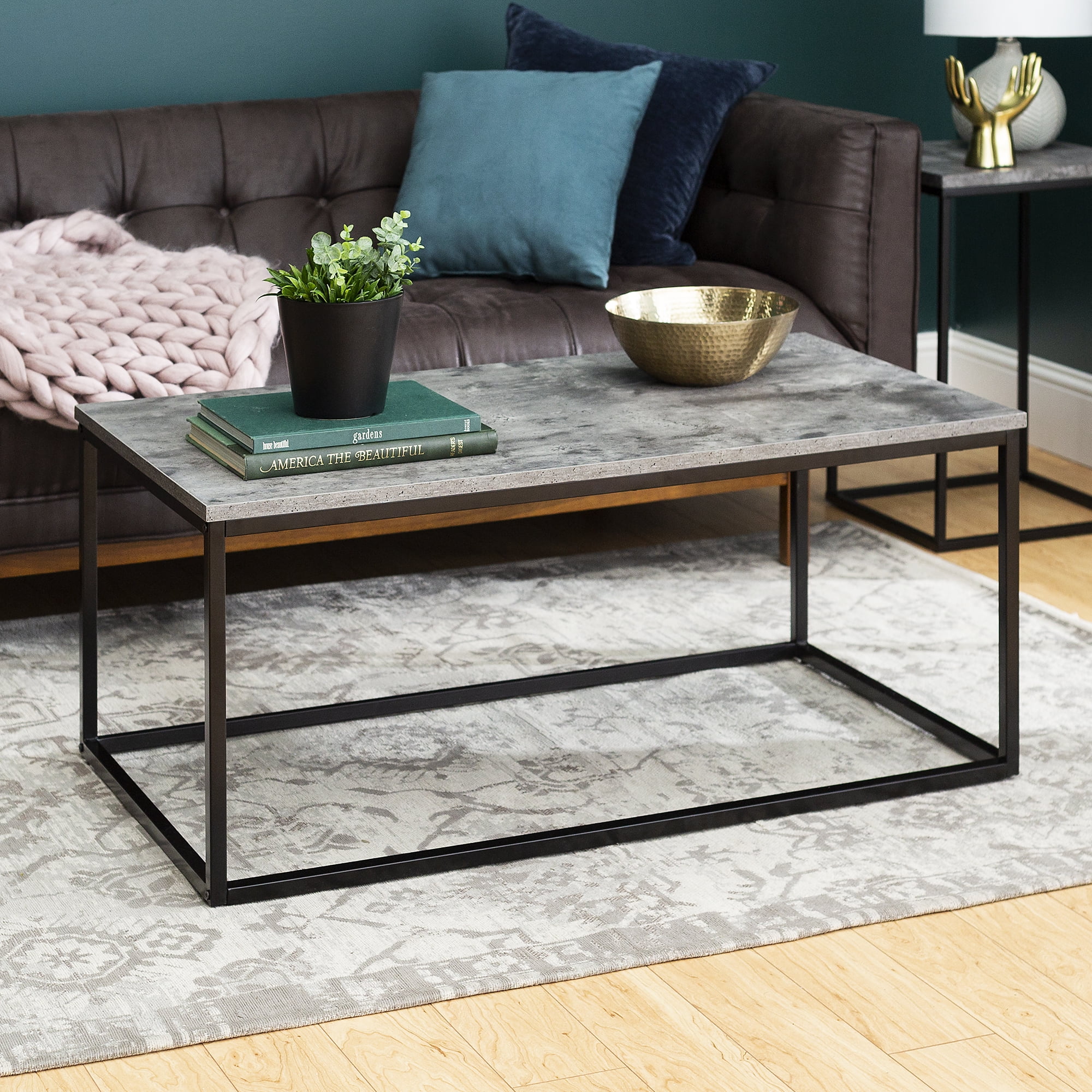 Faux Dark Concrete Mixed Material Coffee Table by Manor Park - Walmart.com