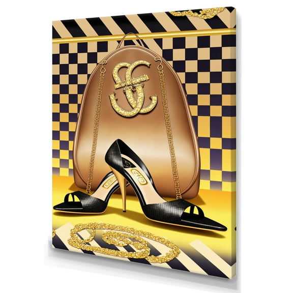 Designart Retro Art Deco High Heel Shoe V Canvas Wall Art