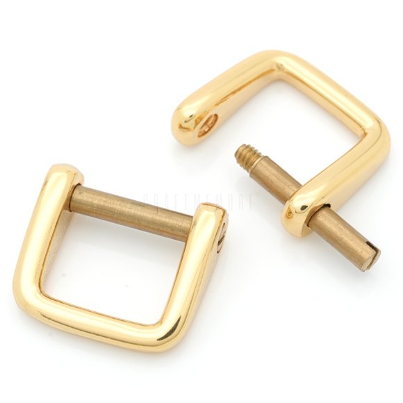 Craftmemore Anillos De Tornillo Rectangulares De 5/8 Pulgadas, Hebilla, Conector De Correa, Grillete Rectangular, Tornillo, Bolso, Bucle, 4 Piezas (Dorado)