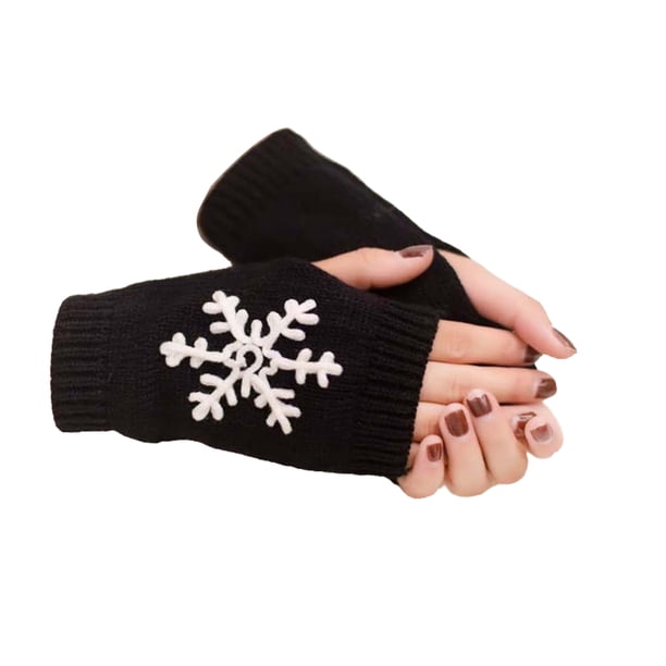 Sonducket 1 par de guantes de medio dedo de punto, cubiertas de dedos, cubierta de mano, gris claro guantes y mitones Negro