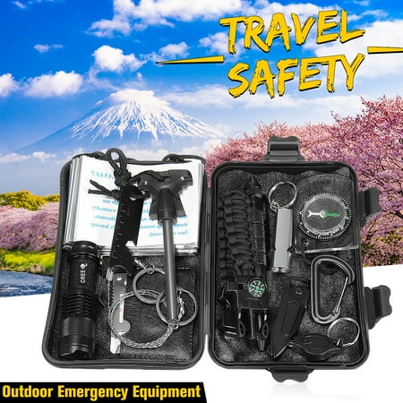 - 7/13 PCS SOS Outdoor Survival Kit Multi-Purpose Emergency Equipment Supplies First Aid Survival Gear Tool Tactics Kits Set Package Box for Travel Hiking Camping Biking Climbing