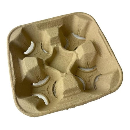 Case of 300 Counts 4 Cups 8 oz. - 32 oz. Cup Holder Disposable Coffee Take Out Trays for Hot and Cold Drinks