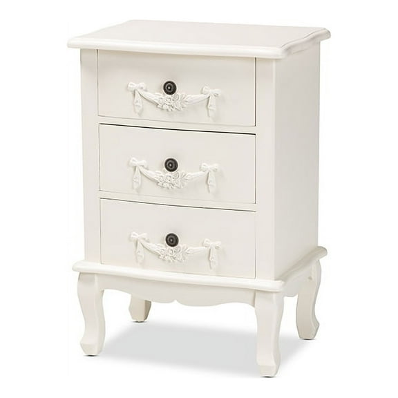 Baxton Studio Callen Classic and Traditional White Finished Wood 3-Drawer Nightstand