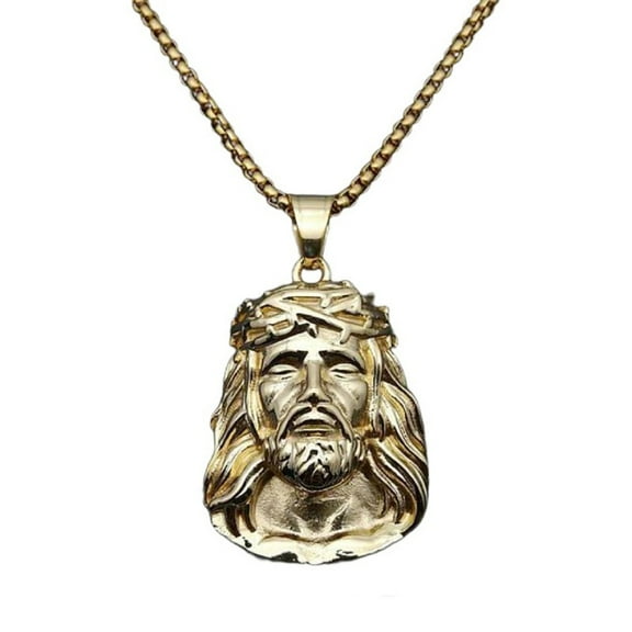 MayiaHey Jesus Pendant, Jesus Necklace for Men, Christ Jesus Head Necklace Jesus Jewelry, Catholic Jesus Charm Necklace Stainless Steel Jesus Head Pendant Necklace