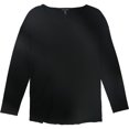thumbnail image 1 of Camiseta básica Eileen Fisher con rayas laterales para mujer color negro talla mediana, 1 of 1
