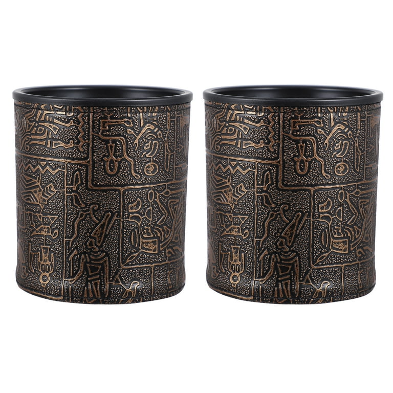 NUOLUX 2pcs Egyptian Style Dice Holders Leather Design Dice Cups Party Game  Props 