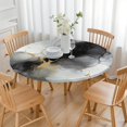 thumbnail image 3 of Gray Black Gold Marble Pattern Round Fitted Tablecloth with Elastic Edge,Dining Table Cover Waterproof,Outdoor Round Tablecloth for Camping,Dining,Indoor and Outdoor, 3 of 7