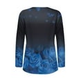 thumbnail image 5 of IROINNID Polyester Long Sleeve T Shirt for Women Daily Print Breathable Round Neck Sweatshirt,Blue, 5 of 5