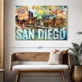 thumbnail image 3 of Elephant Stock San Diego City Landmarks Grunge Wall Art - Horizontal Canvas Wall Art - Living Room Wall Decor - Places Canvas - Beige And Gray Decor - 51" x 34", 3 of 8