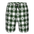 thumbnail image 4 of Kdxio Green White Christmas Tree Lumberjack Plaid Pattern Mens Casual Shorts - Drawstring Summer Beach Sports Shorts for Men, 4 of 9