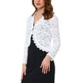 thumbnail image 4 of INSPIRE CHIC Women's Shrug Evening 2025 Wedding Guest Long Sleeve Lace Cocktail Formal Bolero 2XL White, 4 of 6