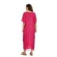 thumbnail image 6 of Beautybatik Fuchsia Women Stripe Caftan Kaftan Loungewear Maxi Plus Size Long Dress 4X, 6 of 6
