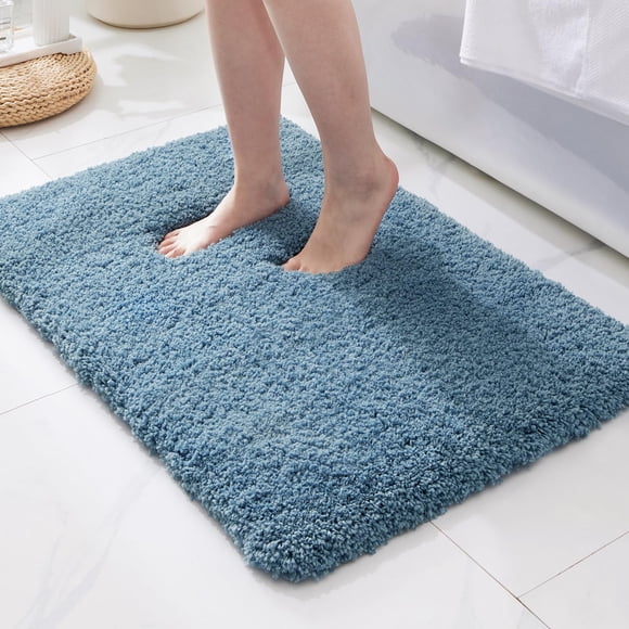 Alfombra de baño ILANGO azul, 91 x 61 cm, antideslizante, superabsorbente