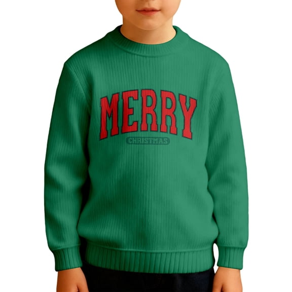 Boys' Festive Christmas Crewneck Sweatshirt, Winter Holiday Warmth with Soft Thermal Lining