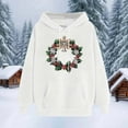 thumbnail image 5 of YueHuiYing Women's Printed Sleeves Long Sleeved Top Hooded Christmas Wreath Cartoon Pattern Sweatshirt, 5 of 6