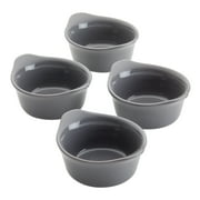 Rachael Ray Ceramics Round Ramekin Dipper Cup Set, 4-Piece, Gray