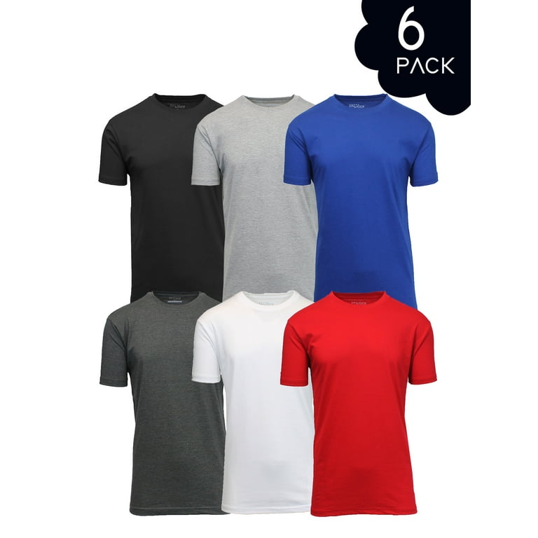 Men's Short Sleeve Crew Neck Cotton Blend Classic Tee (S-3XL) 6 Pack