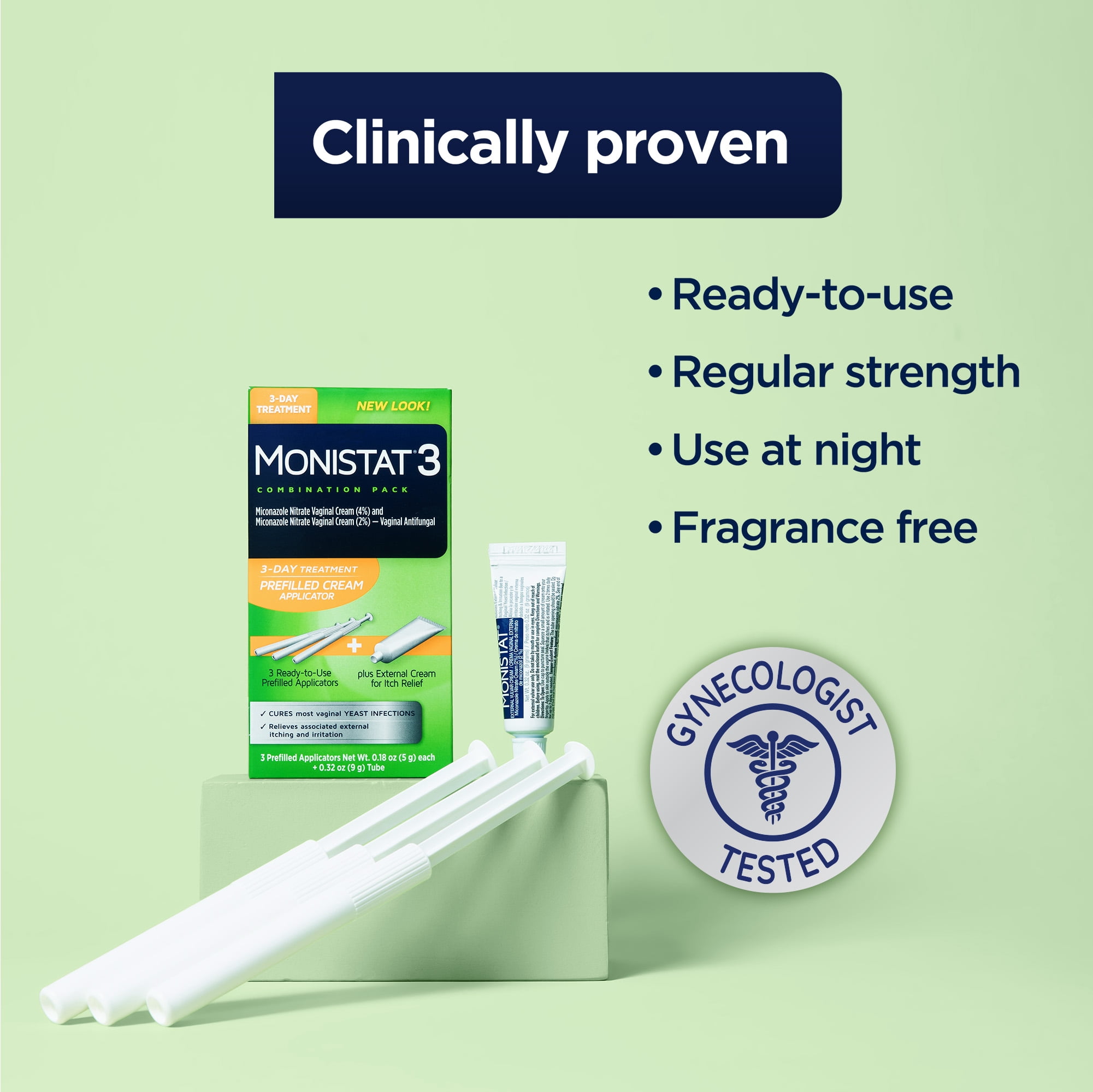 Monistat 3 Day Yeast Infection Treatment, 3 Miconazole Pre-Filled Cream Tubes & External Itch Cream