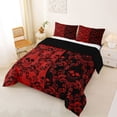 thumbnail image 2 of jejeloiu Gothic Skull Queen Comforter Set,Baroque Damask Comforter Sets Queen For Adults,Red Black,Black Reversible,3-Piece,1 Comforter and 2 Pillowcases, 2 of 7