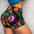 thumbnail image 4 of Logiee Traditional Floral Polish Print Women's Biker Shorts,Workout Gym Shorts,Scrunch Shorts,Tummy Control Hidden Scrunch Running Yoga Shorts-X-Large, 4 of 8
