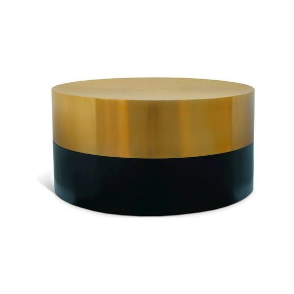 Meridian Furniture Sun Brushed Gold Top Coffee Table with Matte Black Base