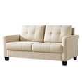 thumbnail image 3 of Ainfox 58" W Mid Century Modern Linen Loveseat Sofa, Solid Wood Frame, Bedroom & Living Room, Small Office Couch(Beige), 3 of 5