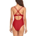thumbnail image 4 of Double strap V-neck back cross-side seam gathered maternity swimsuit, 4 of 4