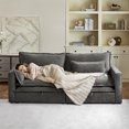 thumbnail image 2 of 87" Modern Sofa 3-Seater Couch with Storage and Double Cushion, Easy to Assembly, Dark Gray, 2 of 8