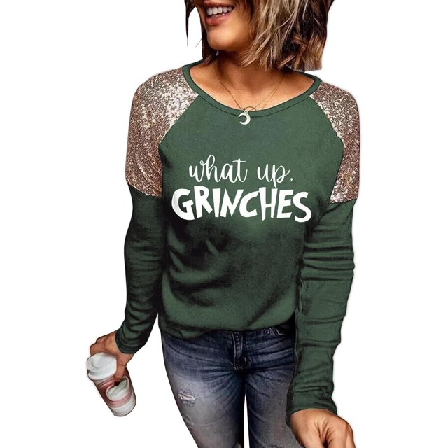 T-Shirt de Baseball à Blocs de Couleur pour Femmes Noël Décontracté à Manches Longues