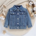 thumbnail image 2 of Toddler Baby Girl Denim Jacket Big Sister/Brother Letter Embroidery Jean Button Down Denim Coat, 2 of 7