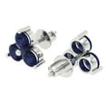 thumbnail image 2 of 14K Solid Gold Screw Back Stud Earrings for Women | 3 cttw Round Cut Simulated Blue Sapphire | White Gold, 2 of 5