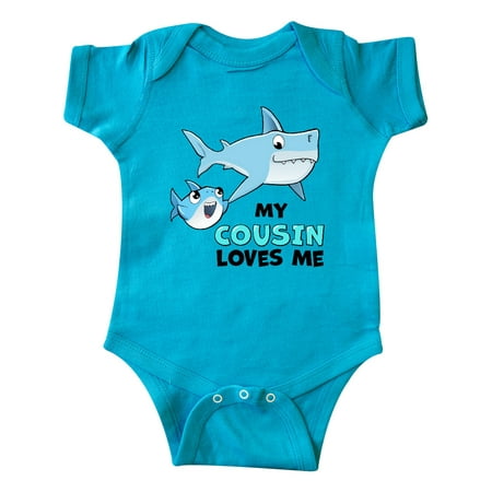 

Inktastic My Cousin Loves Me with Cute Sharks Gift Baby Boy or Baby Girl Bodysuit