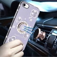 thumbnail image 3 of For Apple iPhone 16e Case, Diamonds Bling All Around Edges Sparkly Glitter Hybrid with Ring Stand Holder Fashion Good Luck Phone Cover (Purple), 3 of 10