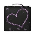 thumbnail image 2 of Purple Heart Bow Printed Zipper Binder with Handle&Shoulder Strap 2 inch 3 Ring 500+300 Sheet Capacity File Folder Organizer, 2 of 8
