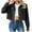 Black, variant on Lovskoo 2024 Women's Basic Button Down Denim Shirt Stretch Fitted Long Sleeves Jean Jacket Blue