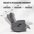 thumbnail image 5 of Heat Massage Manual Recliner Chair with 360 Degree Swivel Rocker and Lumbar Support in Soft Fabric for Living Room, Grey, 5 of 7