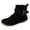 Black, variant on Women Ankle Boots Ladies Casual Solid Color Fringe Booties Comfortable Flat Mid Cylinder Round Head Plus Size Western Boots ,Us Size:9
