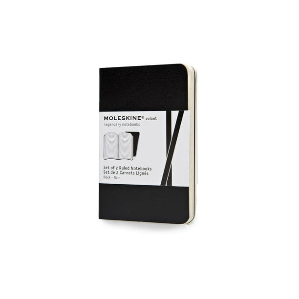 Moleskine Volant Notebook (Set of 2 ), Extra Small, Ruled, Black, Soft