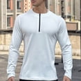 thumbnail image 3 of ZCFZJW Men's Quick-Dry Active Sports Shirts Lightweight Casual Solid Color Quarter Zip Long Sleeve Running Pullover Tops Outdoor Sweatshirt White XXL, 3 of 4