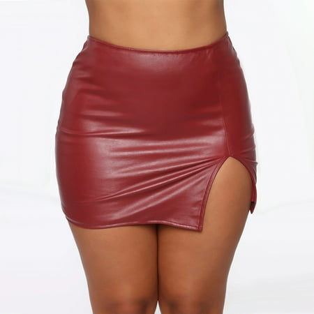 

Cathalem Leather Mini Skirts for Women Fashion Zipper Women s Sexy PU Leather Hip Skirt Color Leather Skirt Massage Table Skirt Skirt Wine Medium