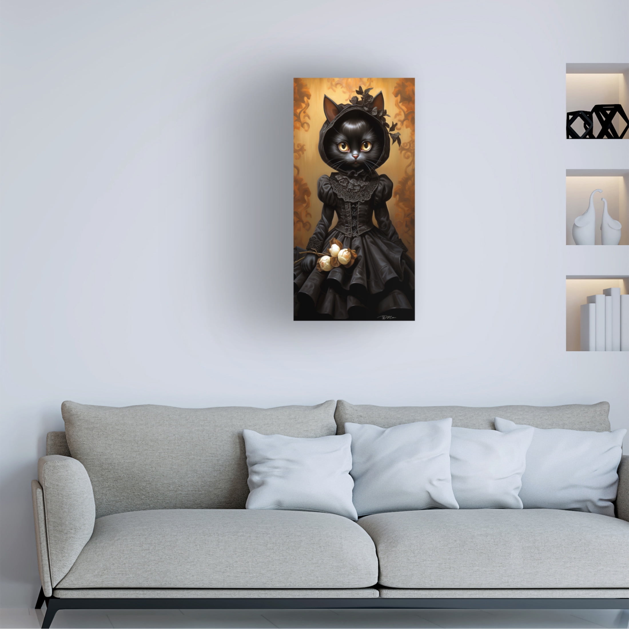 Canvas Wall Art - Momart 'Hallowen Cat Girl (1)' Wall Art for Living Room, Bedroom, or Office Décor by Trademark Fine Art - 16 x 32 Inches