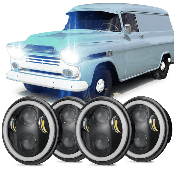 DOT For Chevy Truck 3100 1958 1959 4pcs 5.75" Round LED Headlights High Low Beam