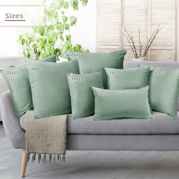Nestl Plush 2 Pack Solid Decorative Microfiber Rectangle Throw Pillow Cover with Throw Pillow Insert for Couch Sage Green 12 x 20 Walmart Business Supplies