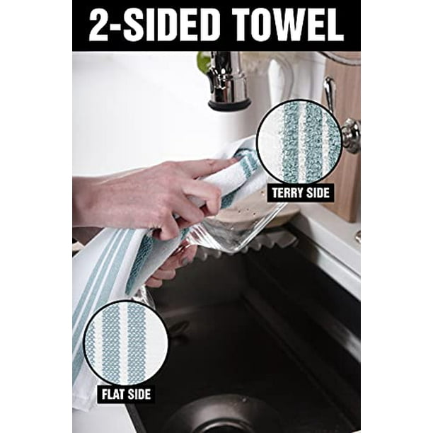 Dish Towels Dual Purpose Reversible, 100% Absorbent Cotton, Kitchen Towels  Set of 3 Striped, 17 x 30, 3-Pack Rainfall All-Clad Textiles