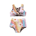 thumbnail image 6 of Douhoow Toddler Girl 2pcs Swimsuits Kids Rainbow Leopard Print Sleeveless Tank Tops Beach Shorts, 6 of 9